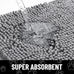 Smiry 30x20 inches chenille door mat for muddy paws with non-slip textured rubber base, grey and black