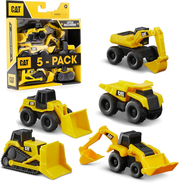 Cat Construction 5-Piece Little Machines Set with Movable Parts, Durable Design, and Versatile Use