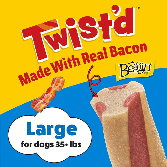 Purina Busy with Beggin' Dog Treats, Twist'd, Bacony, Rawhide-Free, Long-Lasting, Adult Dog Snacks, 10 Count Pack