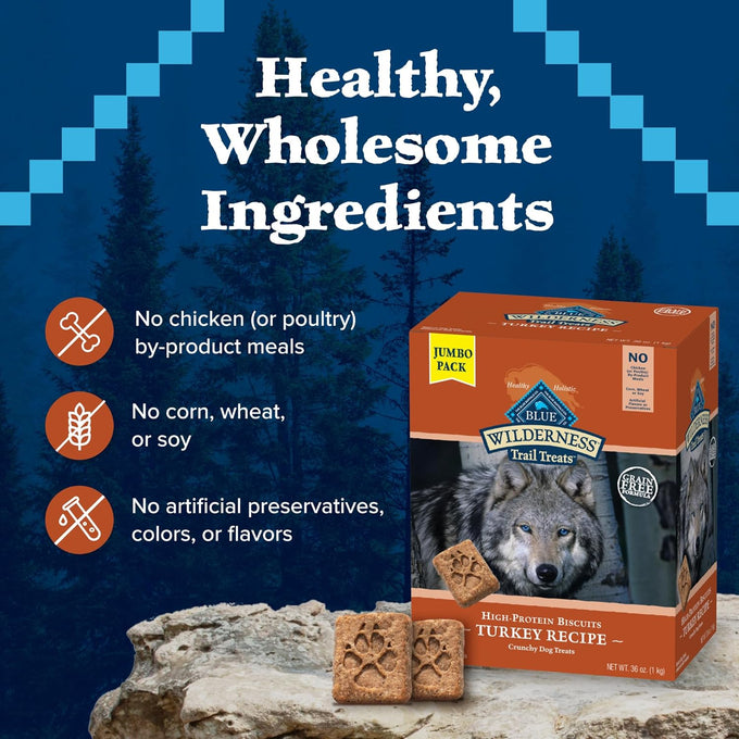 Blue Buffalo Wilderness Grain-Free High-Protein Dog Treats, Turkey Recipe, 36-oz Box