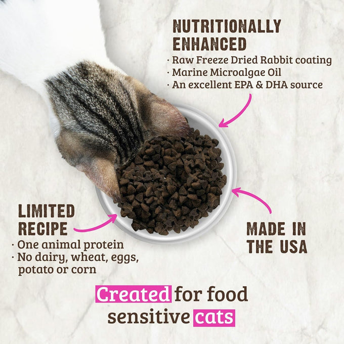 Rawz Real Rabbit Dry Food for Cats Made in USA, Freeze Dried Coating, 1.75 Pounds, No Fillers, Made in USA