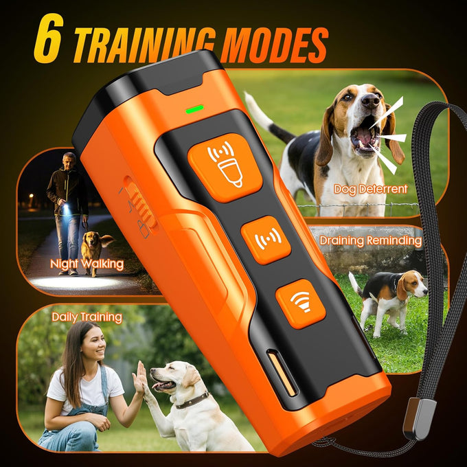 yuyqa 3x ultrasonic anti-bark device with 6 training modes, 23 ft range, rechargeable, compact, safe & humane