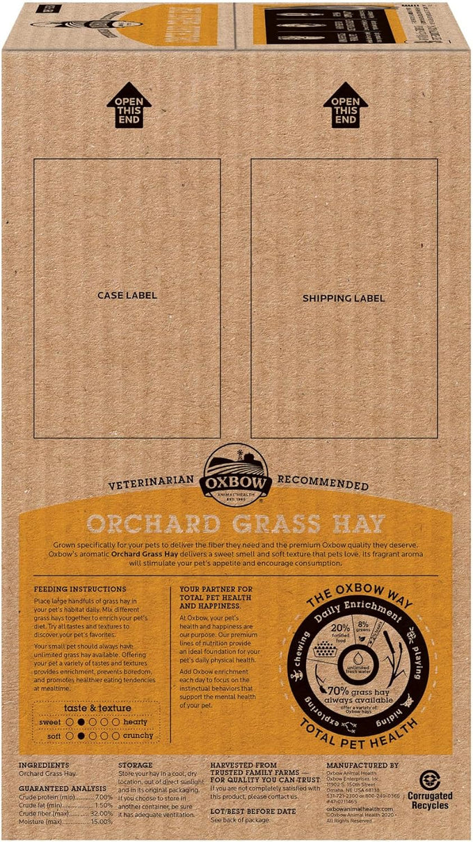 oxbow all natural orchard grass guinea pig hay, small pet rabbit supplies, premium quality, usa grown