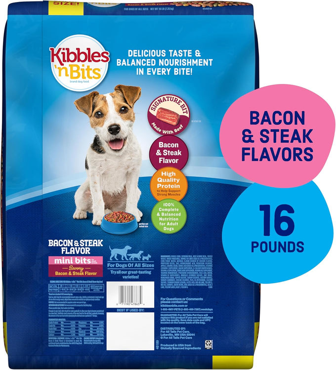 Kibbles 'n Bits Mini Bits Small Breed Dry Dog Food, 16 lb