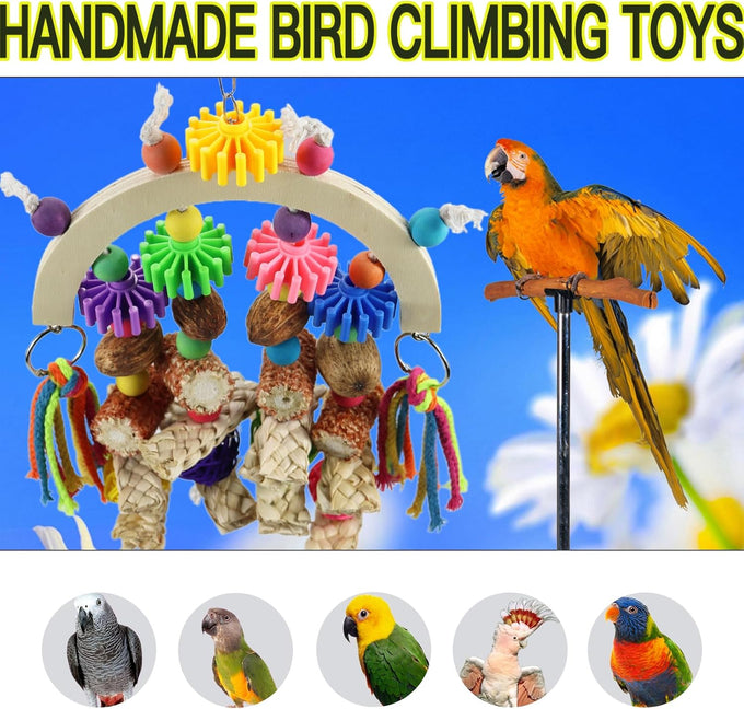 Natural Corncob Wood & Mango Chew Toys for African Grey Parrots, Small Parrots, Parakeets