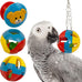 simena parrot ball toy set of 3 for medium to large birds and cats with bpa-free plastic and metal strings