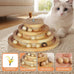 pine cat track toy for big cats, 4 layer wooden ball tower with feather wand, 9.9 inches, eco-friendly