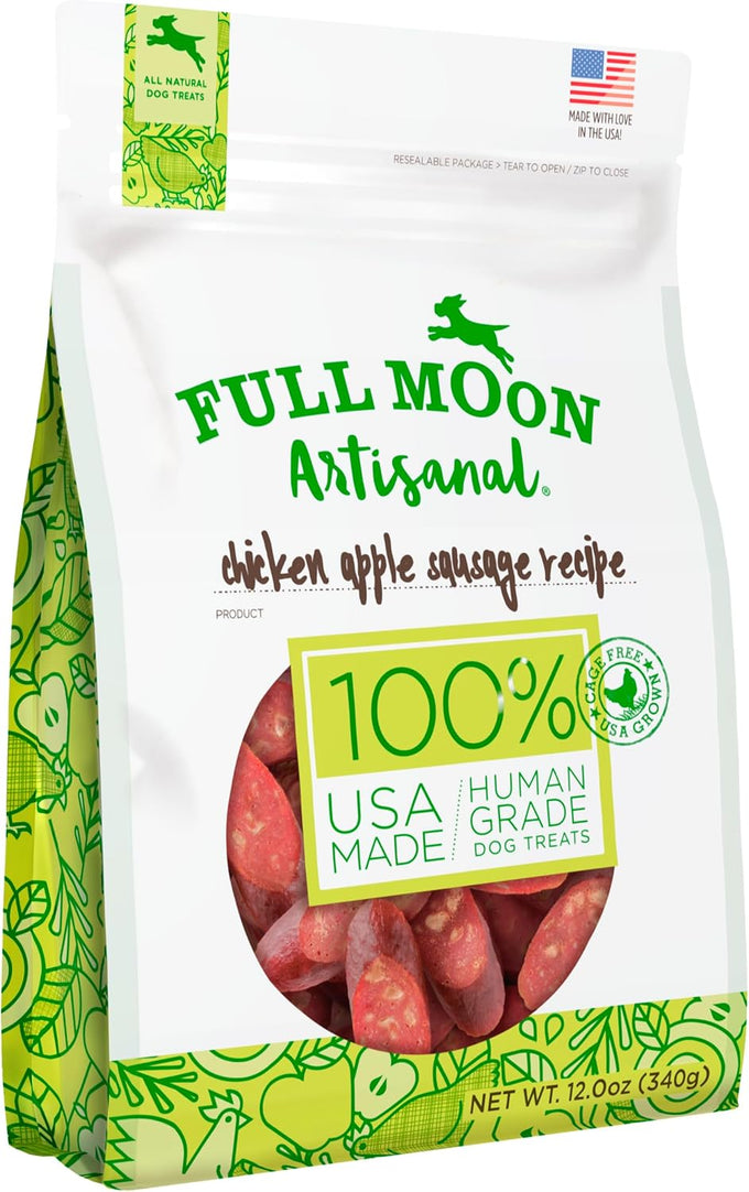 Full Moon human-grade, all-natural chicken apple sausage for dogs 12.0 oz