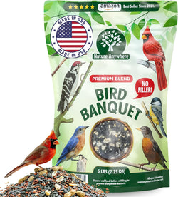 Nature Anywhere Bird Banquet Wild Bird Seed for Outside Feeders, Made in USA, No Fillers