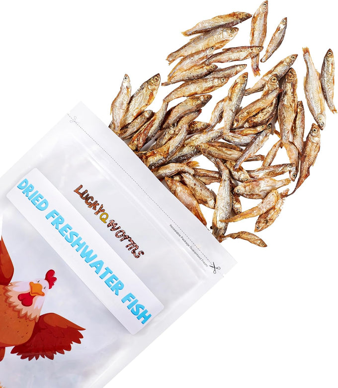 LuckyQworms Dried Freshwater Fish 1 Lbs Resealable Bag – Natural High-Protein (30% Min) Food for Turtles, Reptiles, Large Tropical Fish, Cats, and Small Pets