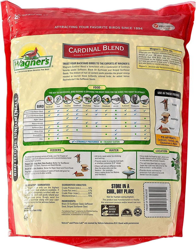 Wagner's Cardinal Blend Wild Bird Food 2-Pack, 12-Pound, 60% Black Oil Sunflower Seeds and 40% Safflower Seeds