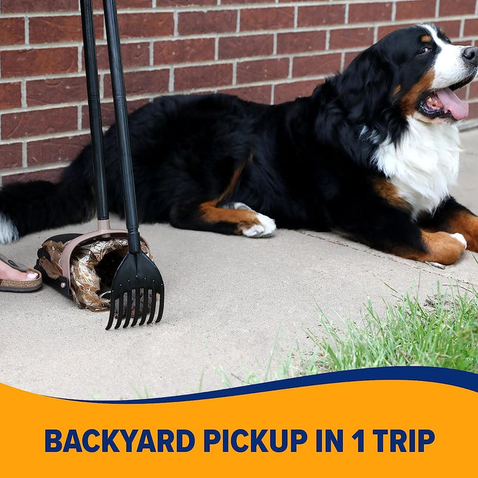Arm & Hammer Dog Pooper Scooper Swivel Bin & Rake, Black, 32-inch Adjustable Handle, Heavy Duty Scented Waste Bags Included
