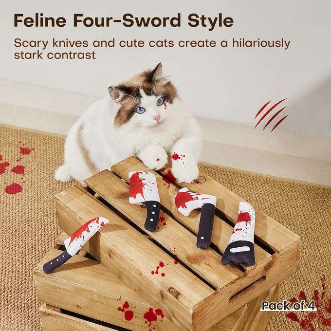 potaroma 4pcs cat toys knife-shaped kitte catnip crinkly sound indoor exercise for all cat breeds