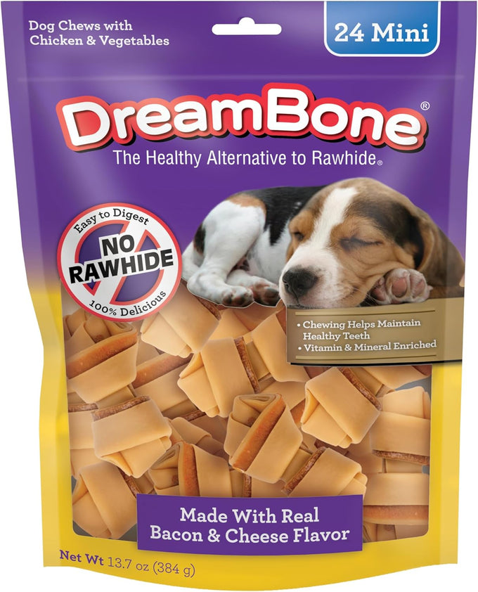 DreamBone Mini Rawhide-Free Chicken and Vegetable Dog Chews, 50 Count, Bone-Shaped