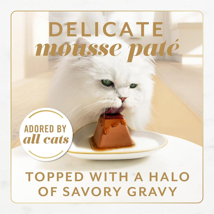 Fancy Feast Gems pate cat food mousse and savory gravy wet cat food variety pack, pack of 12, 4 oz boxes