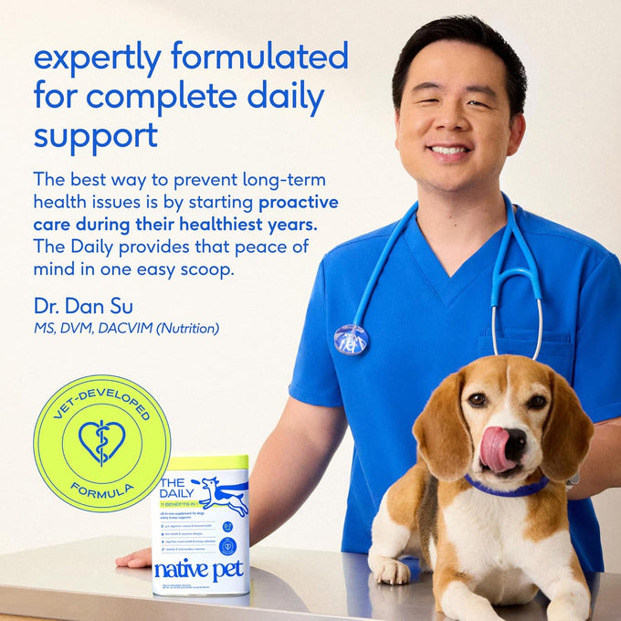 native pet the daily dog vitamins & supplements 11-in-1 multivitamin powder for dogs supports whole body health digestion mobility & immunity