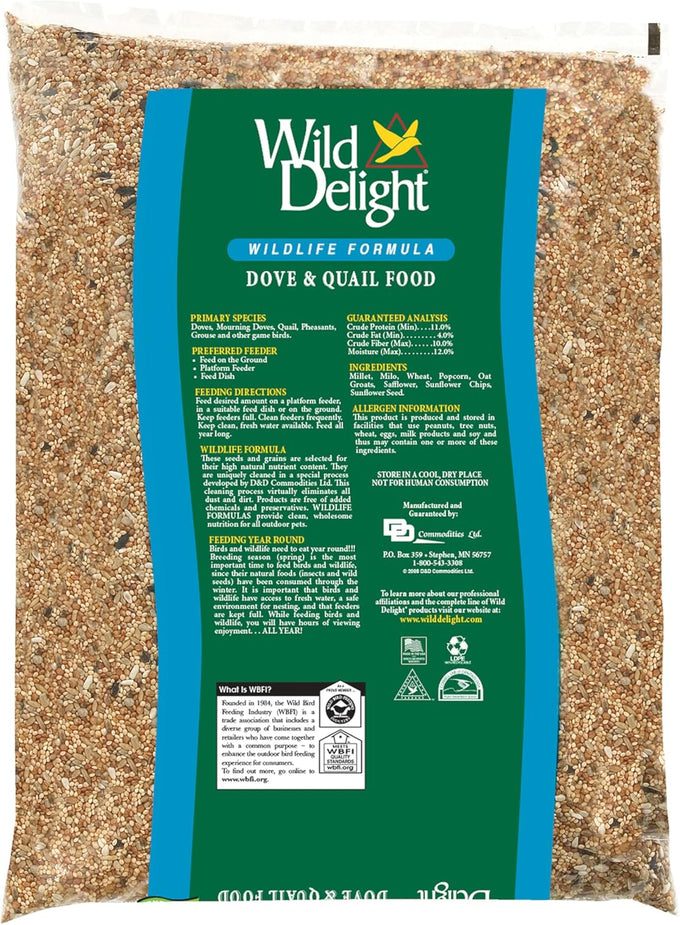 Wild Delight Dove & Quail Food, 10 lb, High-Quality Seed Blend for Doves and Quails