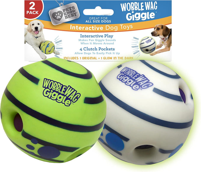 Pets Know Best Wobble Wag Giggle Ball 5.5" Interactive Dog Toy with Giggle Sounds