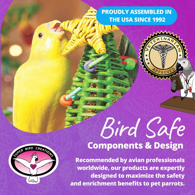 Super Bird Creations SB872 Mini Xmas Tree Bird Toy for Small to Medium Birds, 7" x 2"