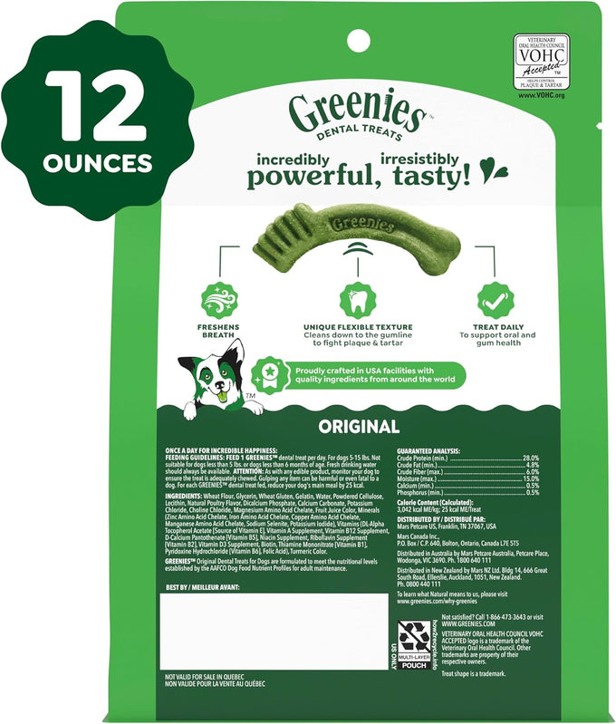 greenies veterinarian-recommended adult natural dog dental treats teenie size
