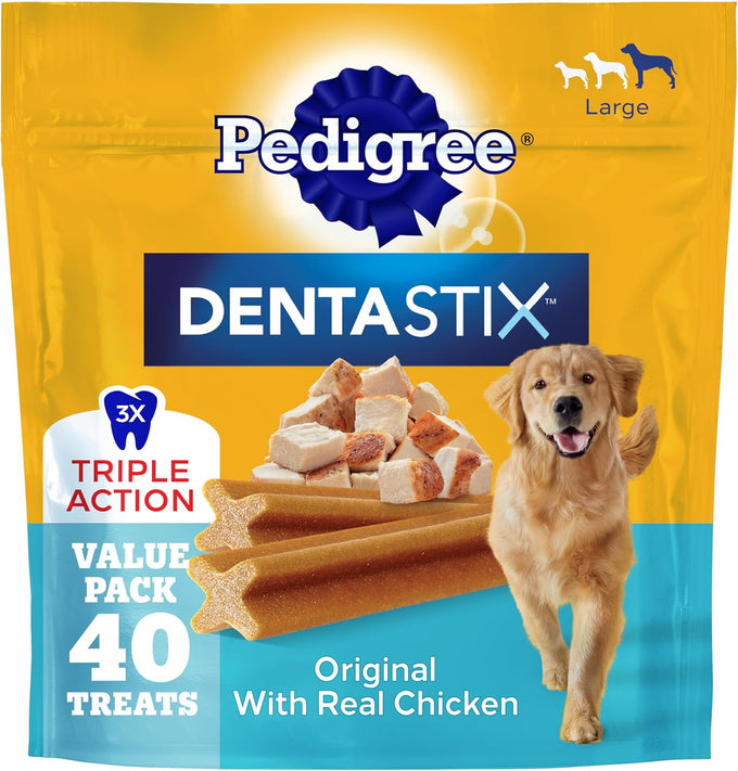 pedigree dentastix large dog treats original beef & fresh 2.73 lb variety pack 51 treats total