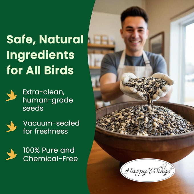 Happy Wings 5lb No Grow Songbird Bird Seed Mix with Sunflower, Safflower & Peanuts for Outside Feeders