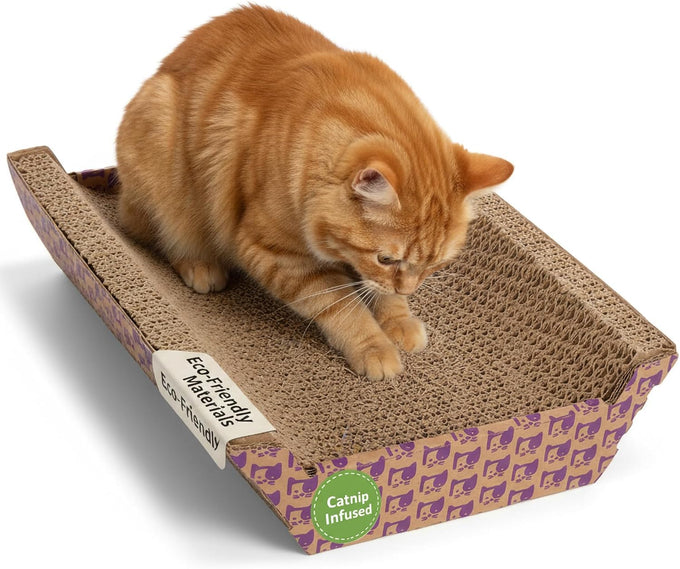 SmartyKat Super Scratcher Chaise Cat Bed with Catnip Infusion Technology, Brown, One Size