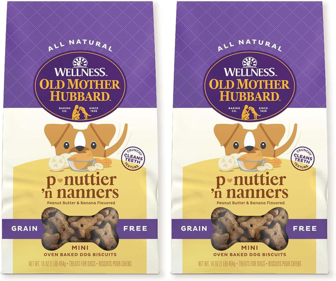 Wellness Old Mother Hubbard Classic Grain Free Mini Peanut Butter Banana Dog Biscuits, 16 oz Bag