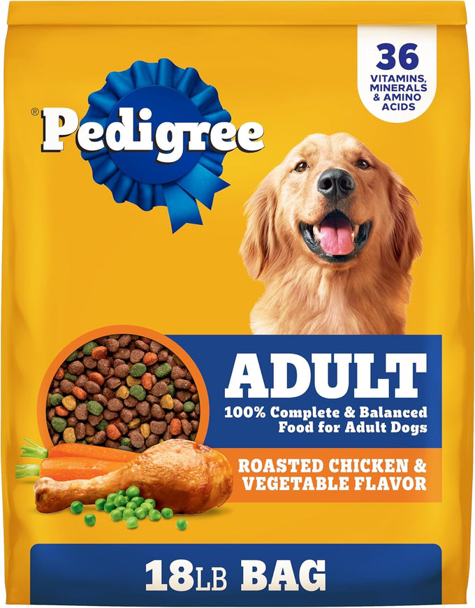 Pedigree Adult Dry Dog Food, Roasted Chicken & Vegetable, 18 lb
