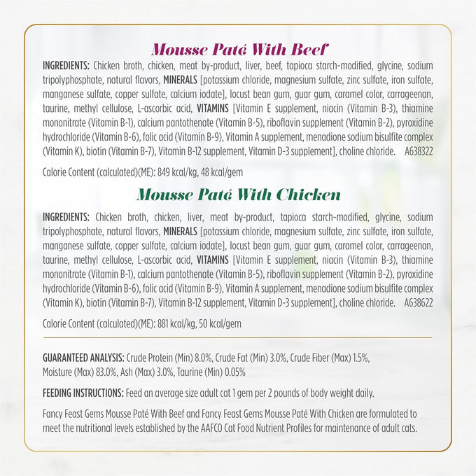 Fancy Feast Gems pate cat food mousse and savory gravy wet cat food variety pack, pack of 12, 4 oz boxes