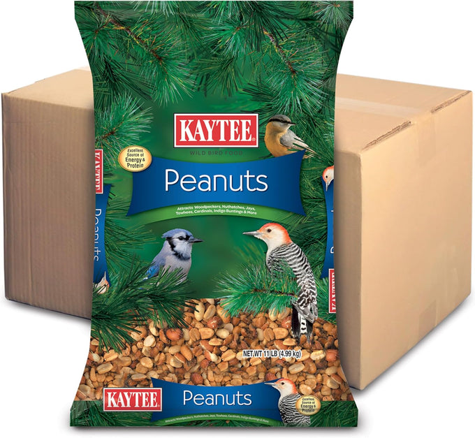 Kaytee shelled peanuts for cardinals, blue jays, and woodpeckers, 11 pounds, high-energy wild bird food