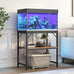 MahanCRIS 20-gallon fish tank stand with 2-tier storage shelves, heavy duty breeder turtle terrarium stand rack, rustic brown, FTHR2001