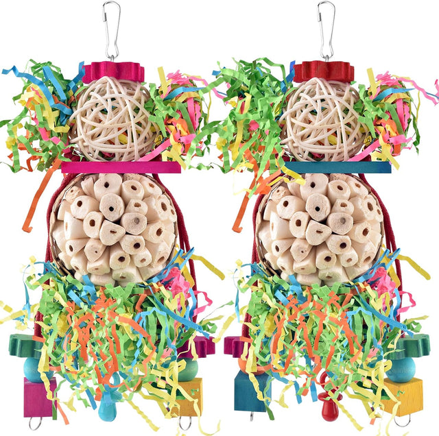 bissap 2pcs parrot foraging shredder toys sola balls sepak takraw for cockatiels parakeets conures love birds cage toy