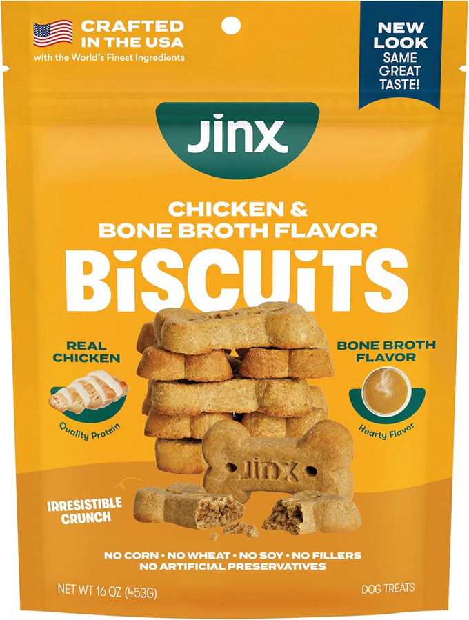Jinx Oven-Baked Salmon Bone Broth Biscuit Dog Treats, 16oz Crunchy