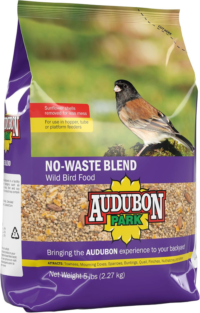 Audubon Park 12228 No-Waste Wild Bird Food Blend, 5-Pound, Gourmet Mix, Hull-Free, American Made