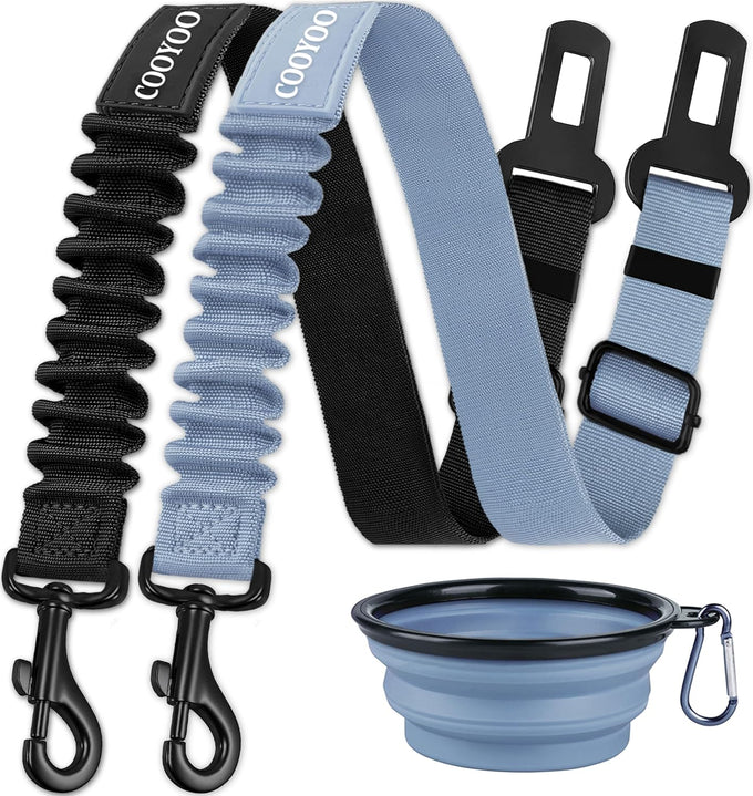 cooyoo dog seat belt, heavy-duty nylon, retractable, adjustable, black, 24-31 inches