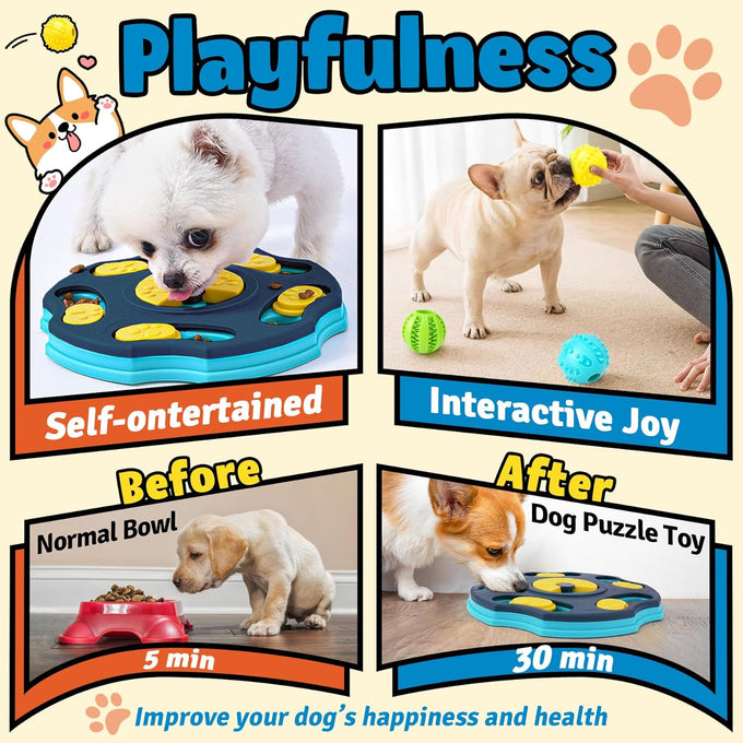 Forfon 9-pack dog puzzle toy set with lick mats, treat balls, and silicone spatula for small to medium smart dogs.