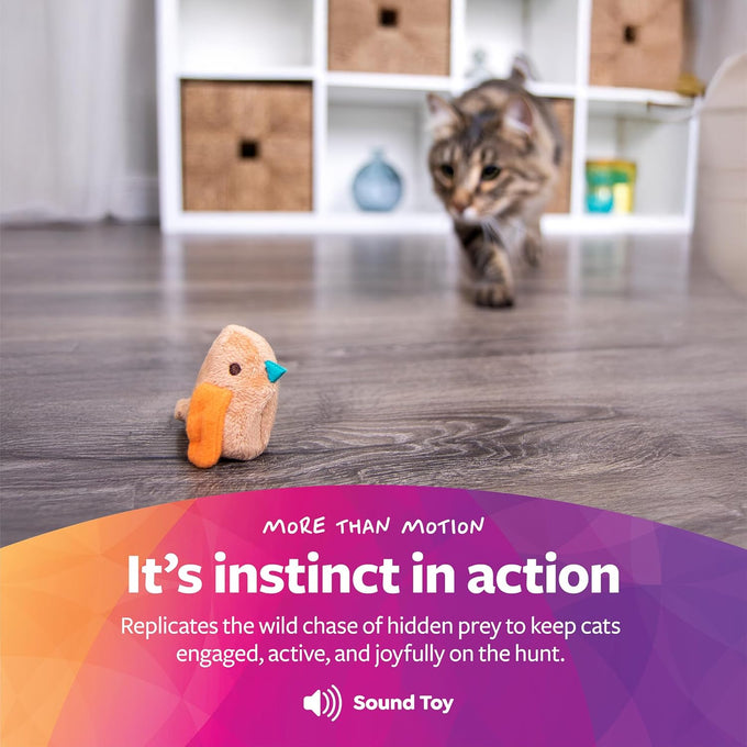 SmartyKat Chickadee Chirp Electronic Sound Cat Toy, Light Brown, One Size - Motion-Activated Bird Chirp