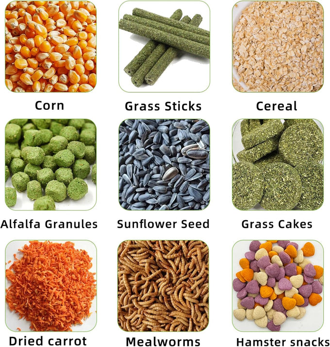 Natural Guinea Pig Chinchilla Hamster Treats Box with 12 Grids, Combination of Grains and Vegetables, Medium Size