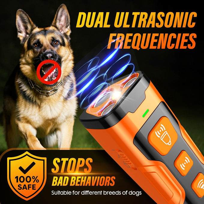 yuyqa 3x ultrasonic anti-bark device with 6 training modes, 23 ft range, rechargeable, compact, safe & humane