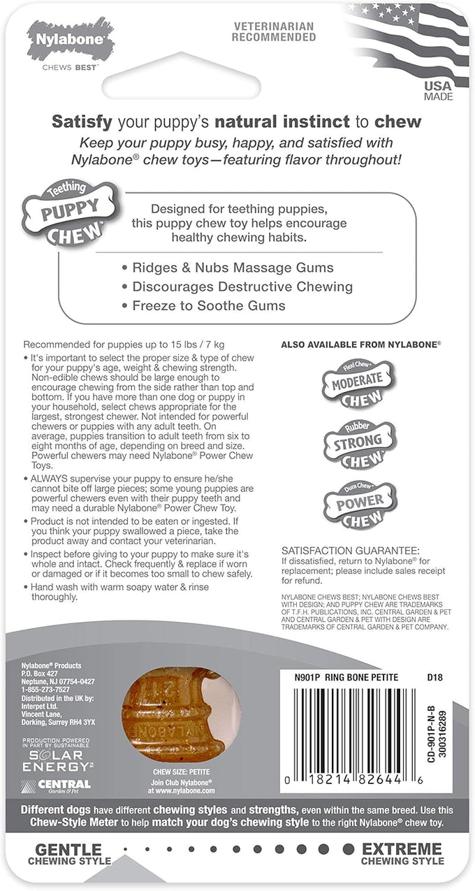 Nylabone chicken flavored teething ring bone toy for x-small puppies up to 15 lbs 1 count