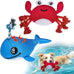 Beautyzoo floating dog water pool toys 2 pack, squeaky whale & crab design, medium/large dogs, durable summer water dog toy