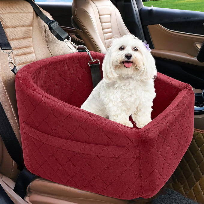 Neezukar dog car seat for small medium dogs, detachable and washable, up to 30lbs, black/brown