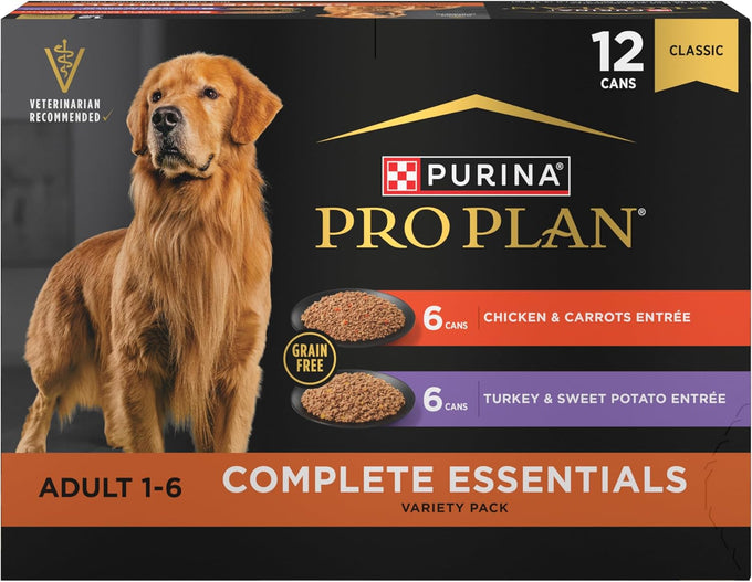 Purina Pro Plan Wet Dog Food, Grain-Free Variety Pack, 12x13oz