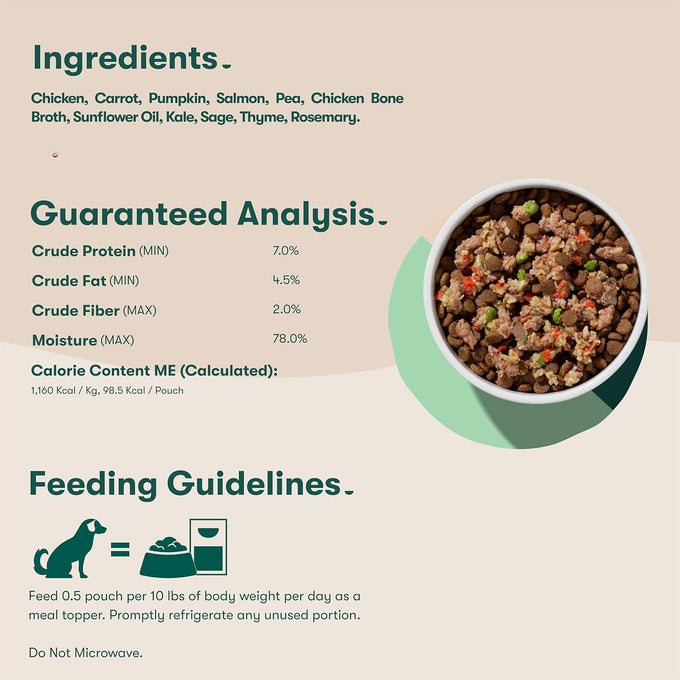 Jinx Salmon Grain Free Wet Dog Food Toppers, Meal or Mix with Dry Dog Food, Made with Real Salmon & Chicken, Bone Broth, No Fillers, Puppy, Adult, Senior, 3oz, 8 Pack