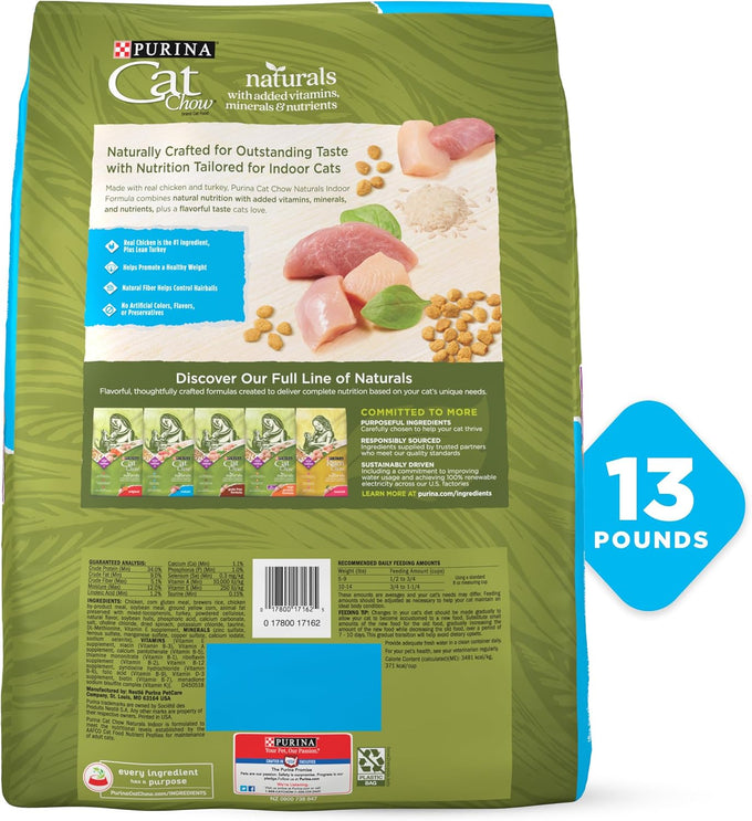 Purina Naturals Hairball Control Indoor Cat Food - 13 lb. Bag with Turkey and Chicken