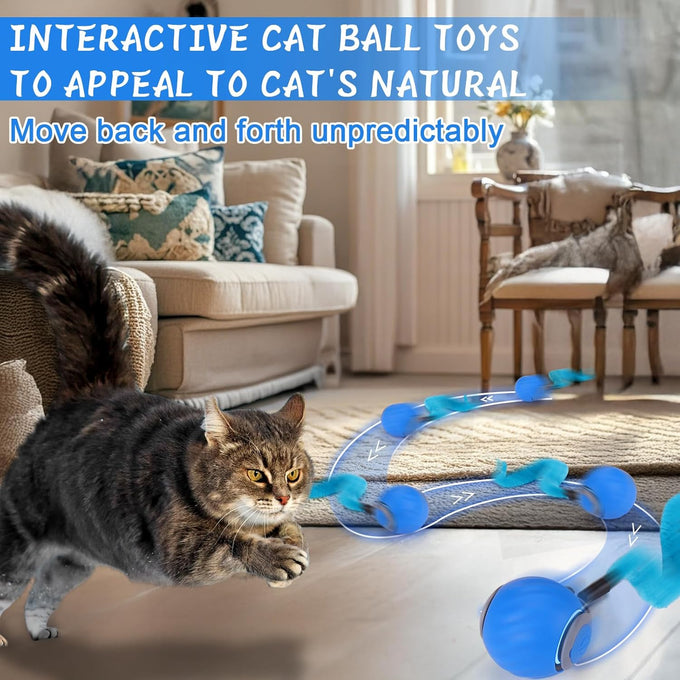 Baborui Automatic Interactive Cat Toy Ball for Small/Medium/Large Cats - Blue