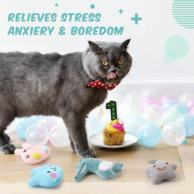 gejoy 20 pack catnip toys for indoor cats plush kitten chew toys catnip interactive safe
