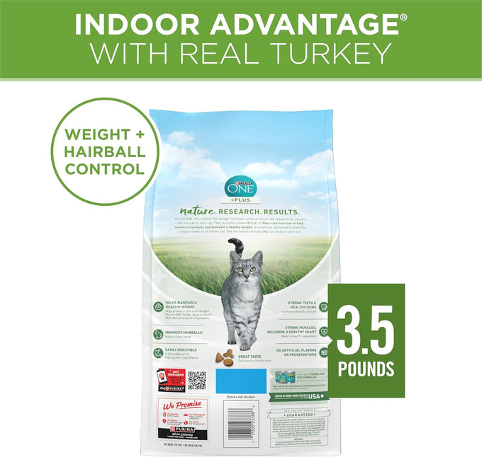 Purina one natural low fat weight control indoor dry cat food 3.5 lb bag with real turkey