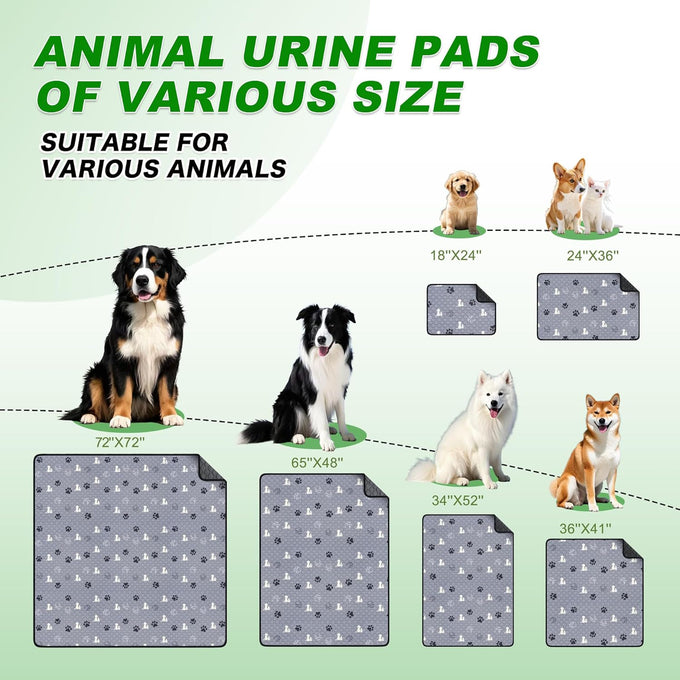 WanpeeGoo 18x24 Grey Polyester Washable Non-Slip Reusable Dog Training Pads, 4 Pack for Pet Whelping, Crate, Bed